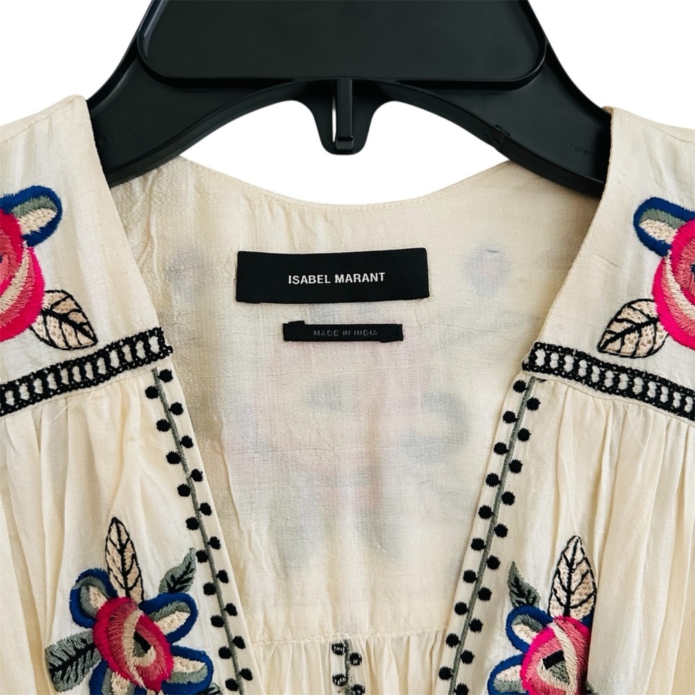 Isabel Marant Moyrae Embroidered Floral Silk Maxi Dress size 36 | US 4 Bohemian - Picture 9 of 16